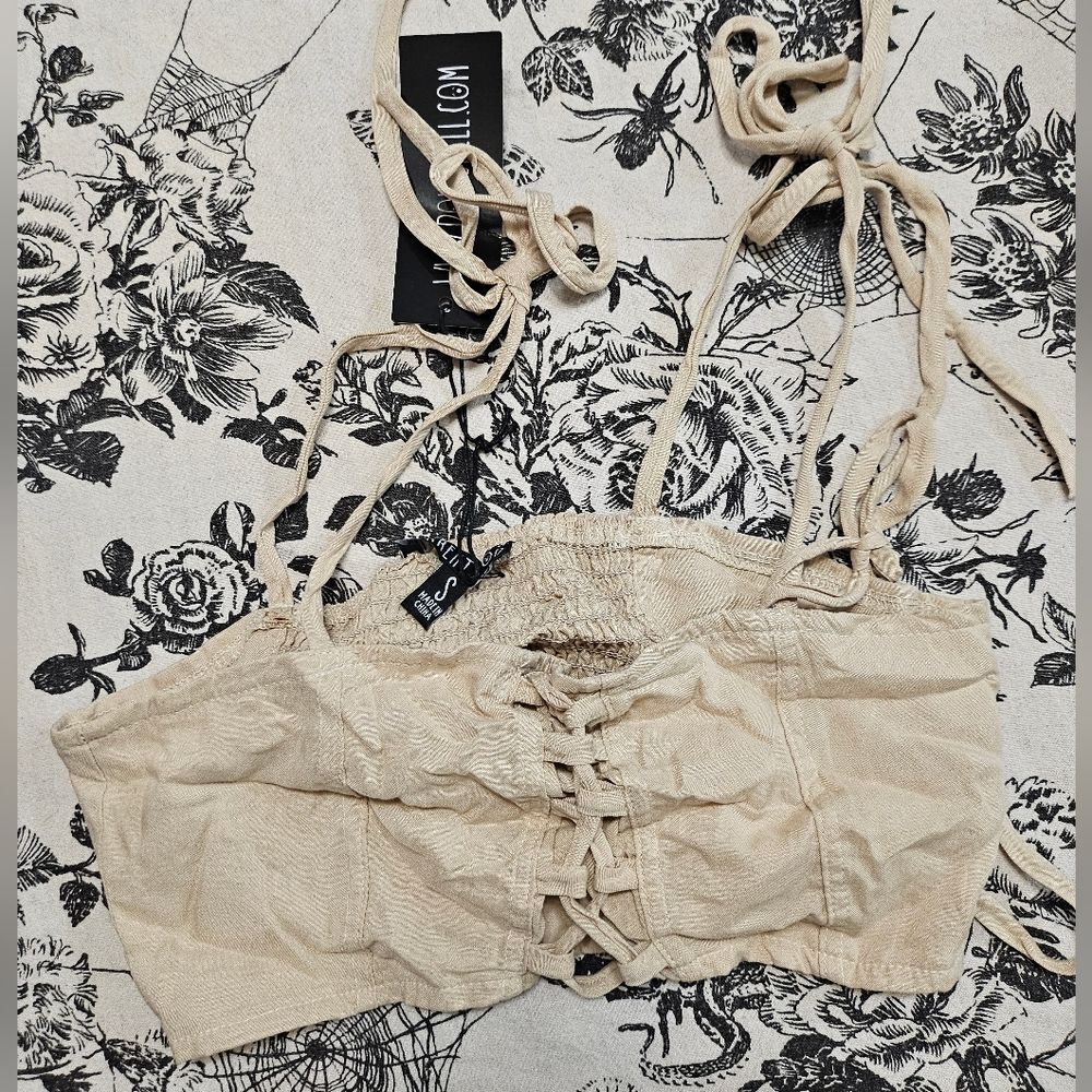 Dolls Kill Current Mood Lace Up Crop Top